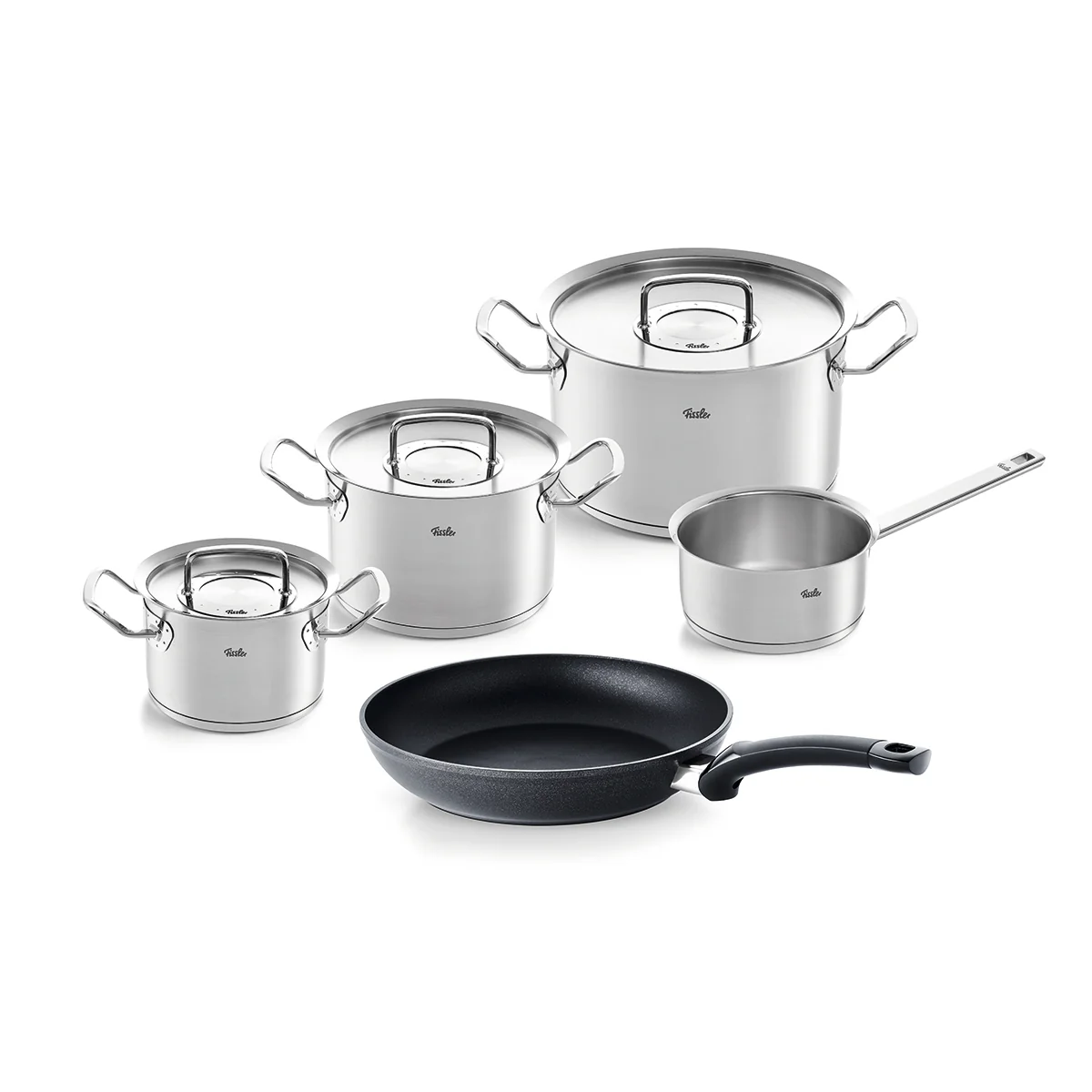 Original-Profi Collection® 5-teiliges Set aus Kochtöpfen, Stielkasserolle und Levital Classic Pfanne